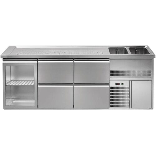 GGM Gastro Biertheke Premium PLUS - 2500x700mm - 1 Glastür & 4 Schubladen