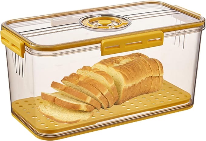 Broodbak - Broodtrommel - Brood bewaren - Luchtdicht met timer - 335 cm - Geel