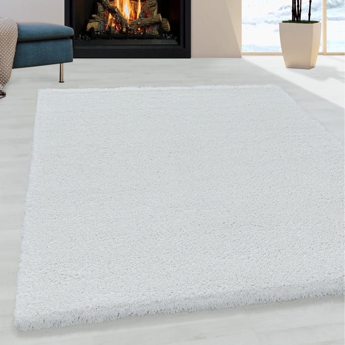 Flycarpets Luna Vloerkleed - 80x150cm - Wit - Hoogpolig