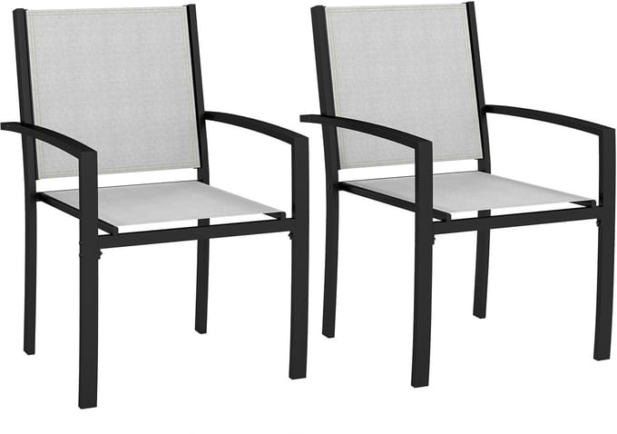 Outsunny tuinstoelenset - Staal - 60x65x85cm - Lichtgrijs