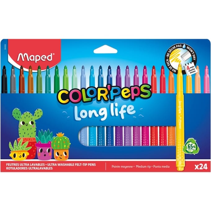 Viltstift Maped Color'Peps Long Life 2.0 set à 24 stuks assorti
