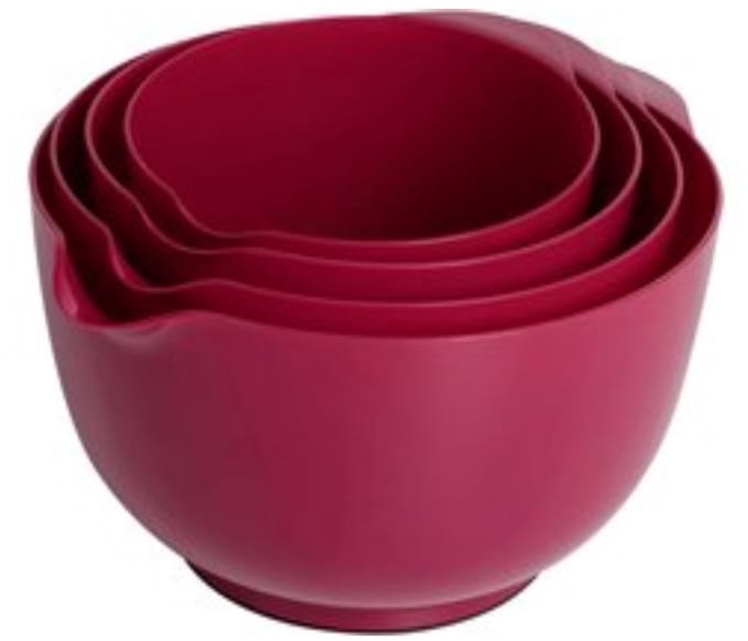 Mengkom Set van 4 Stuks voor Keuken in Scharlakenrood met Stapelbare Ontwerp