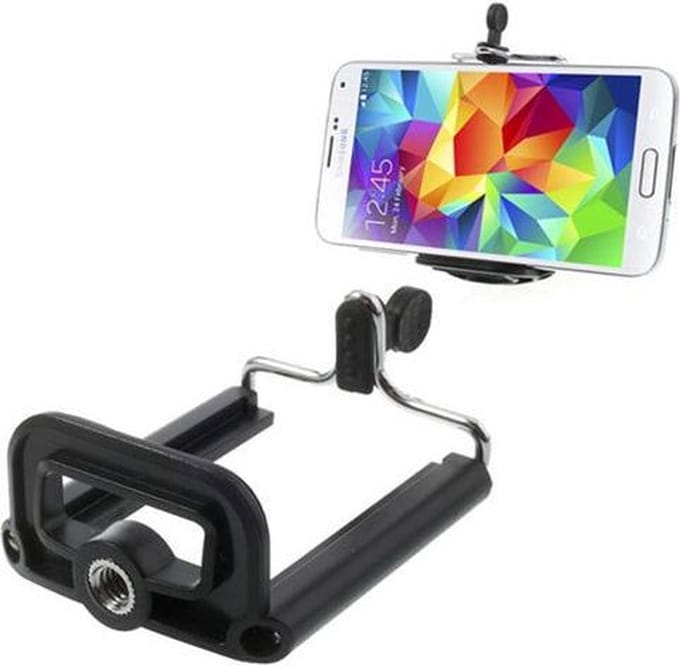 Verstelbare Universele Tripod Mount Adapter 5-8 centimeter voor Smartphone / iPhone Zwart