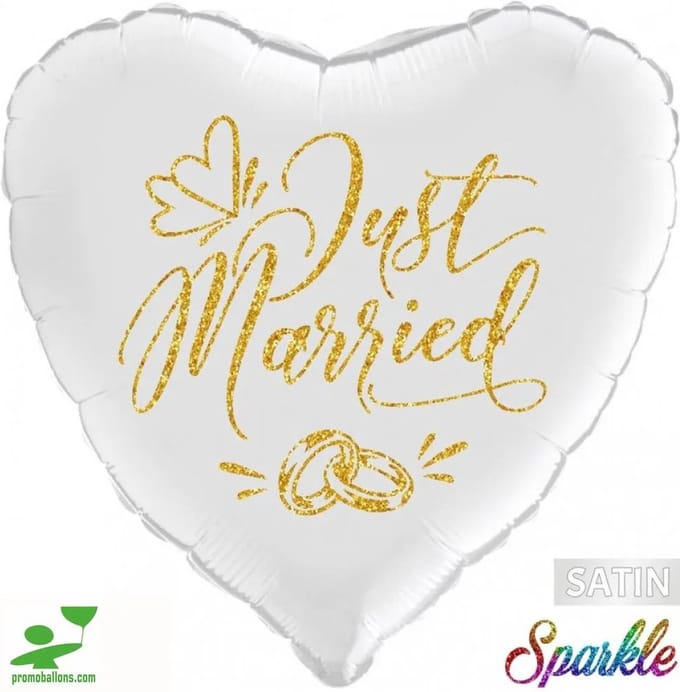 mylar ballon 18″ Sparkle Just Married "net getrouwd"