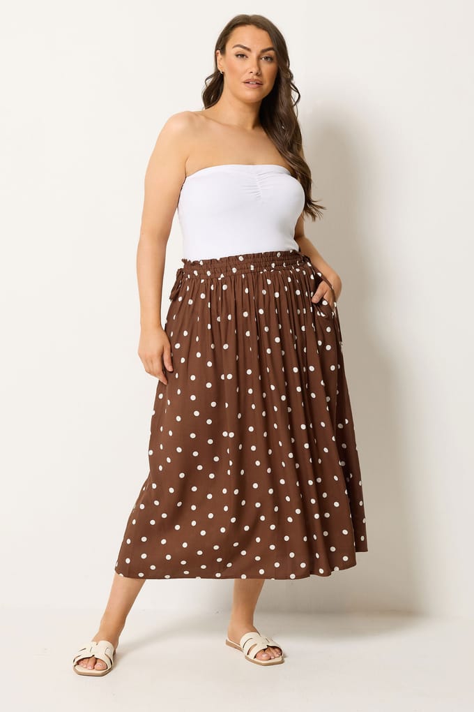 Yours Bruine Rok Met Stippen Size 50-52