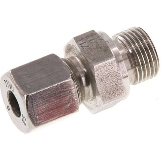 G 3/8'' Buitendraad x 8S RVS Rechte Snijring Koppeling 630 Bar DIN 2353 - FL2S-MC-ST-038G-08-S