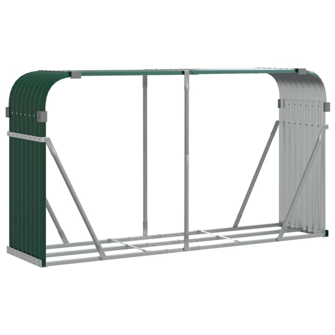 vidaXL - Haardhoutopslag - 234x45x100 - cm - gegalvaniseerd - staal - groen