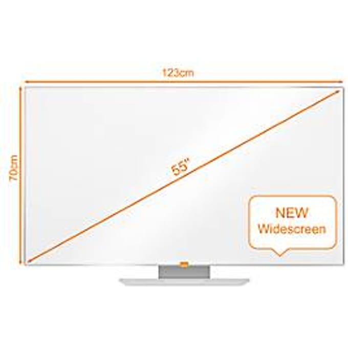 Whiteboard Widescreen nobo - aluminium frame - geëmailleerd - B 1220 x H 690 mm - met opbergbak