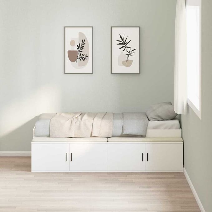 vidaXL - Bedframe - met - lade - met - opslag - Wit - 70 - x - 190 - cm - Bewerkt - hout
