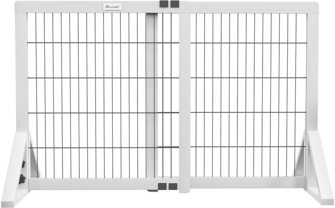 PawHut Huisdierhekje - Grenenhout - 106x44x67cm - Wit