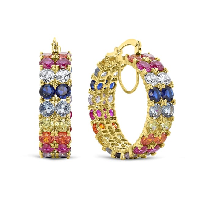 Juwelier Emo - 14 Karaat Gouden Oorbellen Zirkonia Stenen