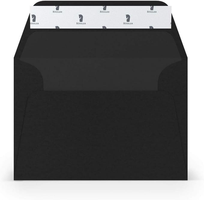 C6 Enveloppen Zwart Geribbeld Zelfklevend Met Zijdevoering 100 g/m²