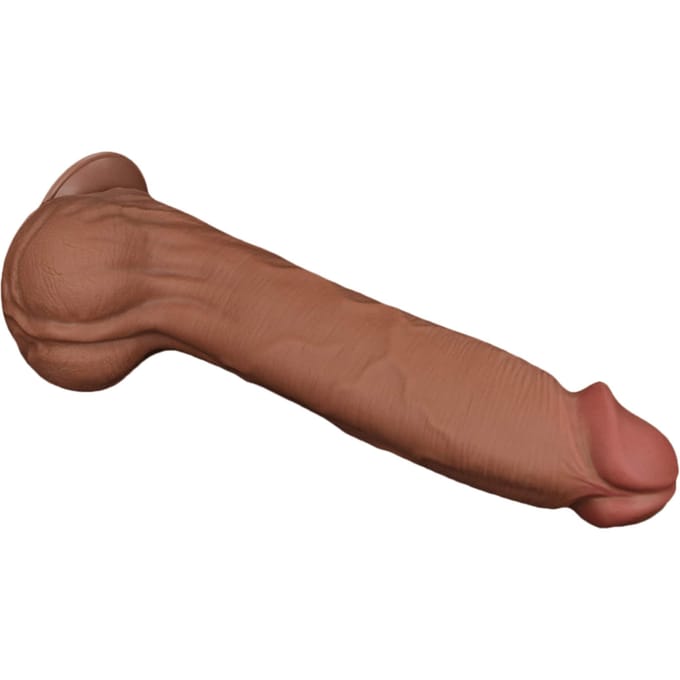 LoveToy - Sliding Skin Dildo 36 cm - Bruin