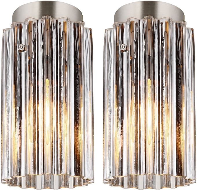 Plafondlamp Woonkamerlamp Metaal nikkel mat glas 1-vlam