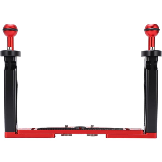 Dubbele Handgreep Tray Stabilisator Rig Duiken Onderwater Camera Behuizing Case Tray Mount black