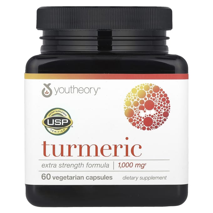Youtheory, curcuma, formule extra forte, 60 capsules végétariennes
