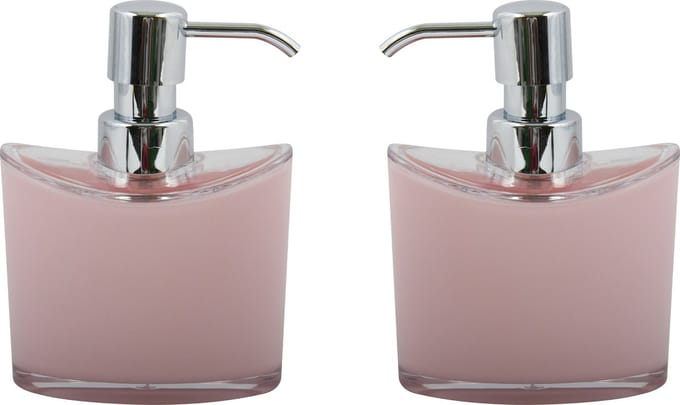 MSV Zeeppompje/dispenser Aveiro - 2x - PS kunststof - lichtroze/zilver - 11 x 14 cm - 260 ml