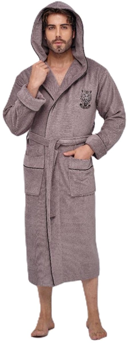 Heren Badjas Leeuw / Taupe kleur / XXL