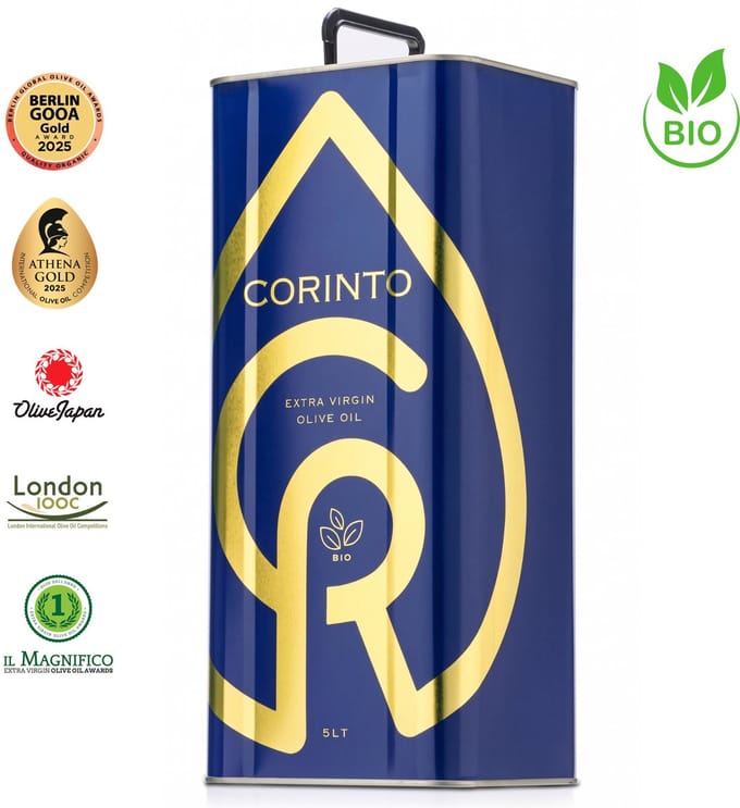 Corinto BIO Olijfolie 5 Liter Blik – Mild – Biologisch – 100% Manaki
