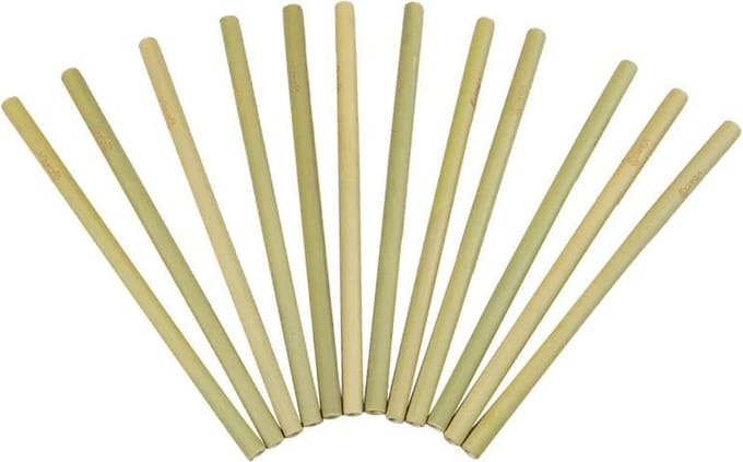 Duurzame bamboe rietjes, herbruikbaar  - 10 stuks + schoonmaakborsteltje