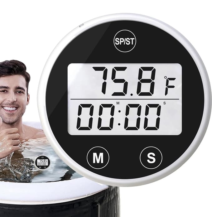 Waterthermometer Drijvend - Badmeter Vijvermeter - Watertemperatuur Meten - Waterdicht LCD Scherm - 4.5 cm - Wit