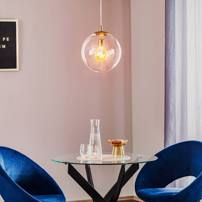 ALDEX Hanglamp 562, glas helder, kap/baldakijn goud