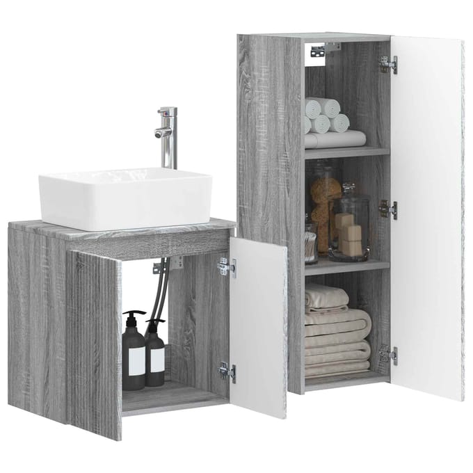 vidaXL - Badkamermeubel - Set - 2 - st - Grijs - Sonoma - 33 - x - 34,5 - x - 100 - cm