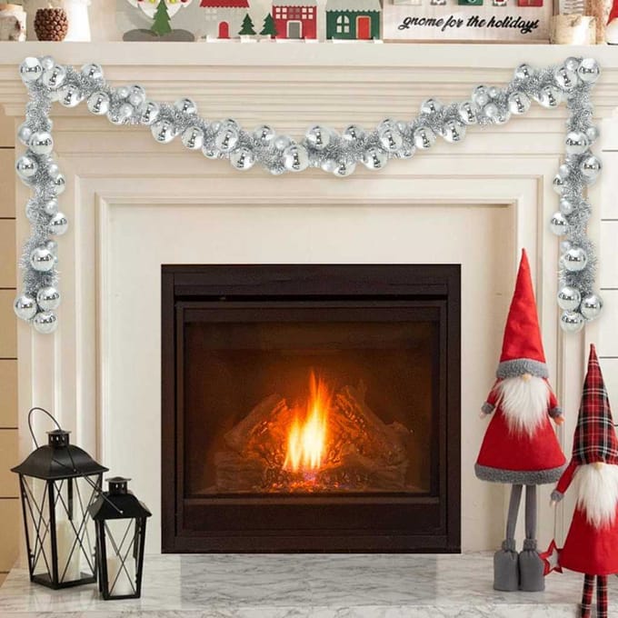 vidaXL - Kerstbal - Guirlande - LED's - Zilver - 186 - cm - Polystyreen