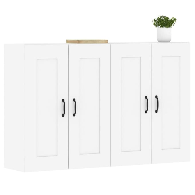 vidaXL - Hangkasten - 2 - st - bewerkt - hout - wit