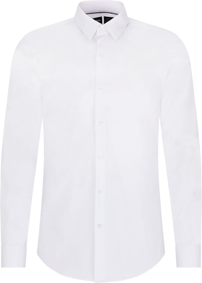 BOSS P-ray-s slim fit overhemd - popeline - wit - Strijkvriendelijk - Boordmaat: 41