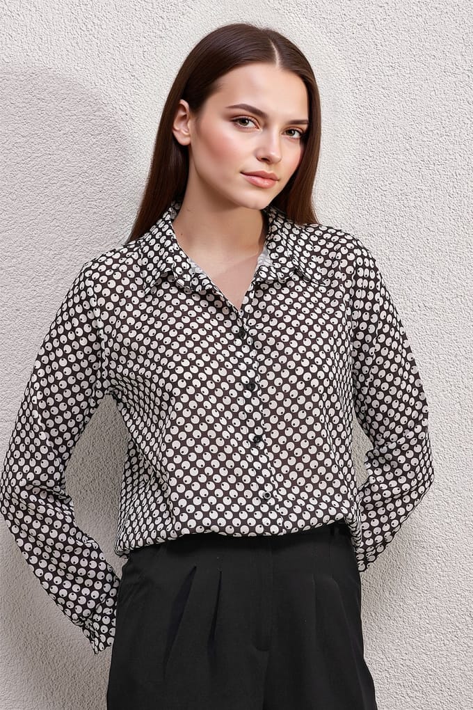 Satin Lange Mouw Knopshirt