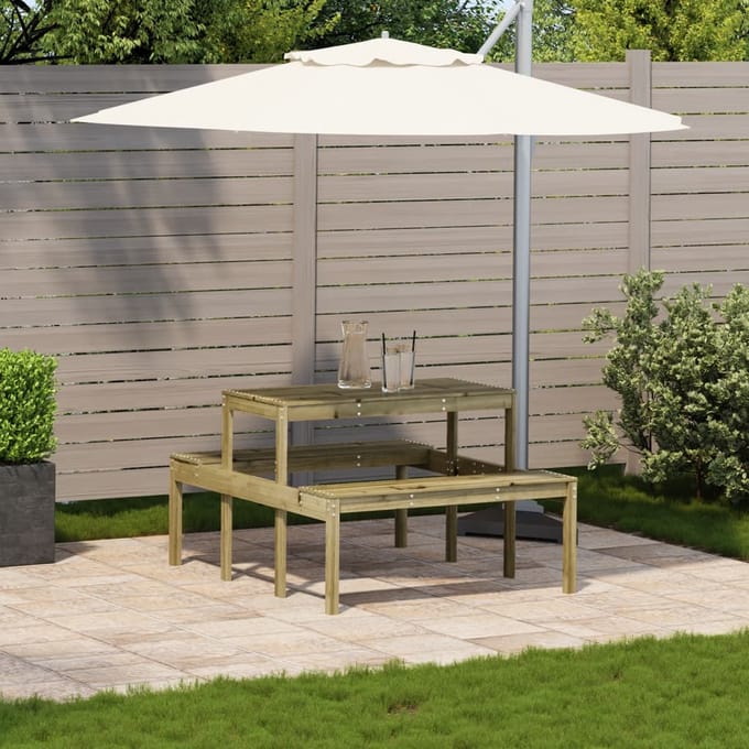 vidaXL - Picknicktafel - 110x134x75 - cm - geïmpregneerd - grenenhout