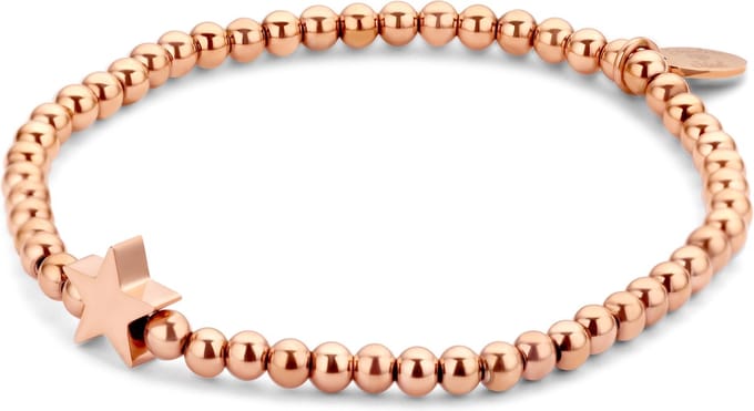 CO88 Collection Sense 8CB-90573 Stalen beads armband - Ster - 4 mm - Roségoudkleurig