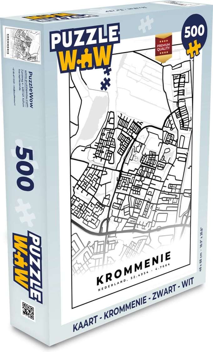 Puzzel Kaart - Krommenie - Zwart - Wit - Legpuzzel - Puzzel 500 stukjes