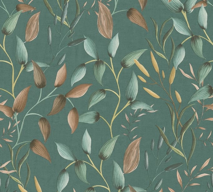 DELICATE BLADPATROON BEHANG | Elegant - meerkleurig groen - A.S. Création PintWalls II