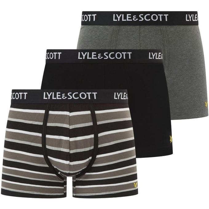 Lyle & Scott Heren Ethan Logo Boxershorts (Pakket van 3) (Donkergrijs)