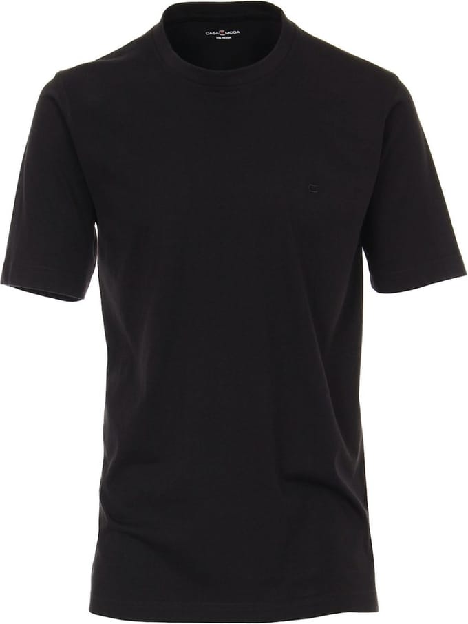 Casa Moda Basis T-shirt Katoen Ronde hals Zwart 2-Pack - M