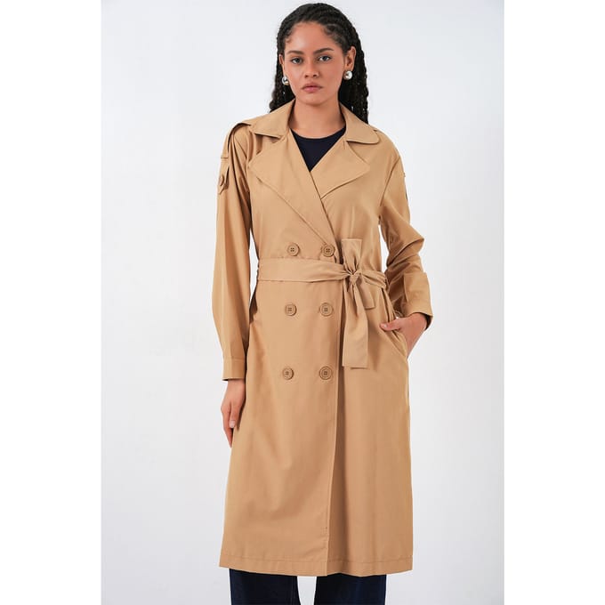 Lange Dubbel Breasted Trenchcoat