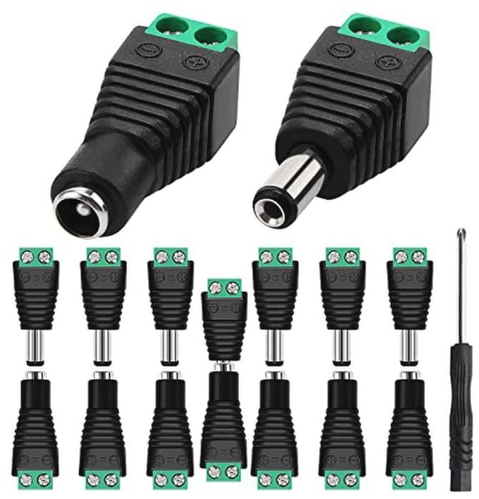 7 Pairs 5.5mm x 2.1mm DC Power Connector Plug Adapter for CCTV Camera