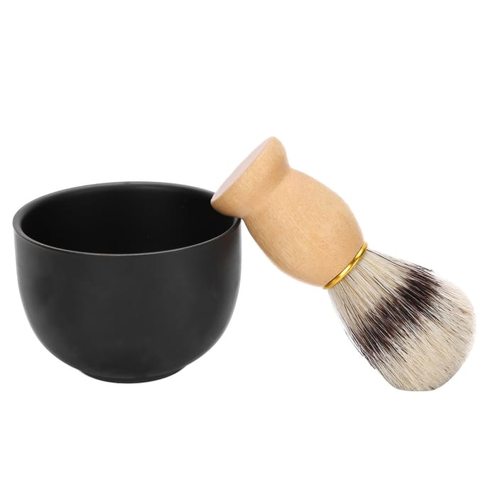 2 stuks Set Scheerzeepkom Scheerkwast Baardkwast Heren Gezichtsverzorgingstoolkit beige