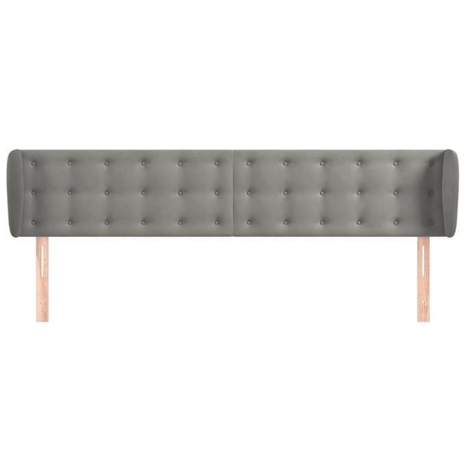 vidaXL - Hoofdbord - met - randen - 203x23x78/88 - cm - fluweel - lichtgrijs
