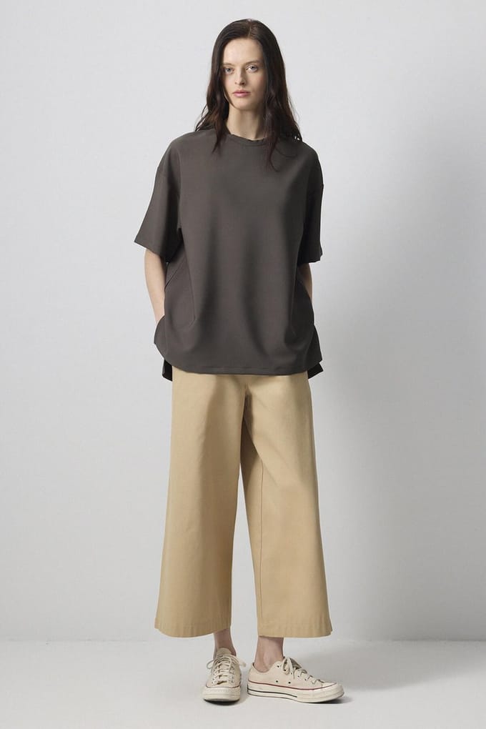 Touché Privé - Crepe T-shirt met korte mouwen - Khaki - Dames