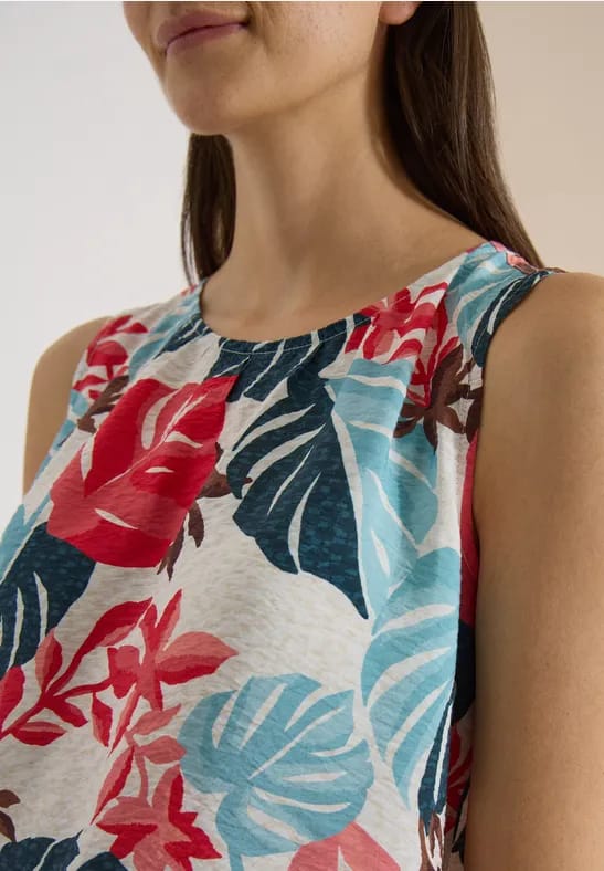 Blouse met ronde hals en bladerenprint