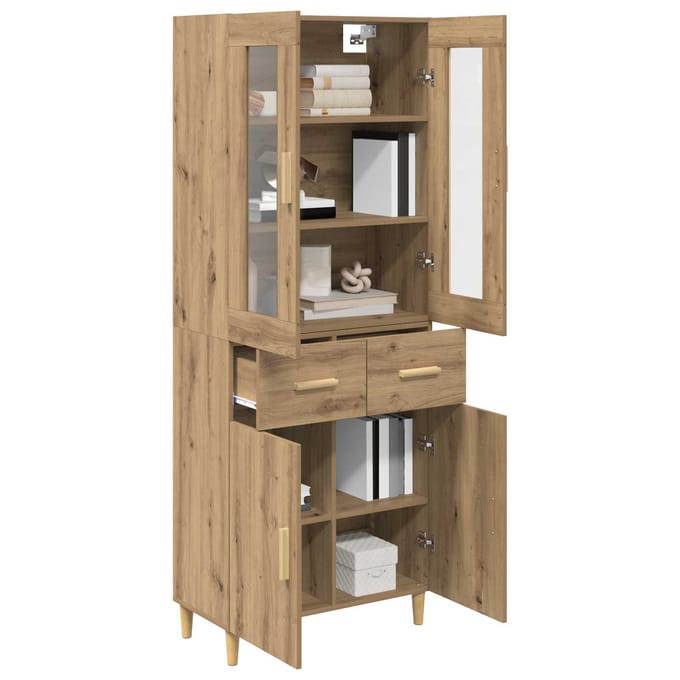 vidaXL - Highboard - Artisan - Eiken - 69,5 - x - 34 - x - 180 - cm - Bewerkt - hout