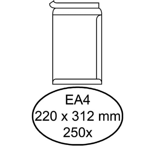 Envelop Hermes akte EA4 220x312mm zelfklevend wit doos à 250 stuks