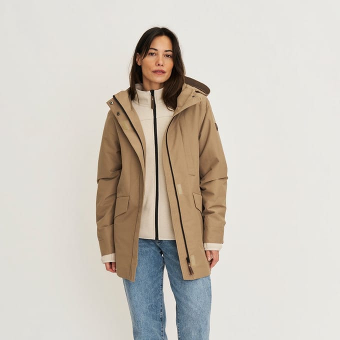 Travelin' Leyla Dames - Hardshell Jas - Waterdicht - Lichtbruin