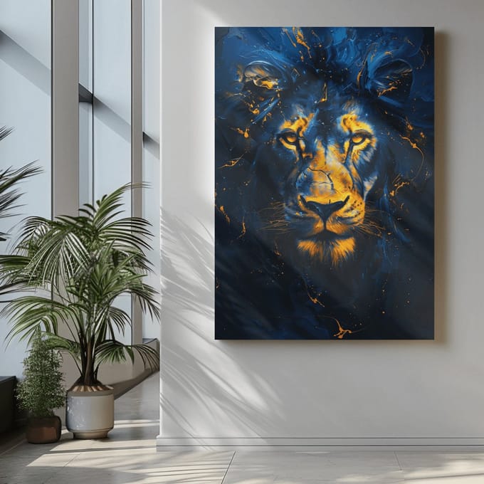 Canvas Schilderij - Leeuw - Wilde Dieren - 90x60x2 cm