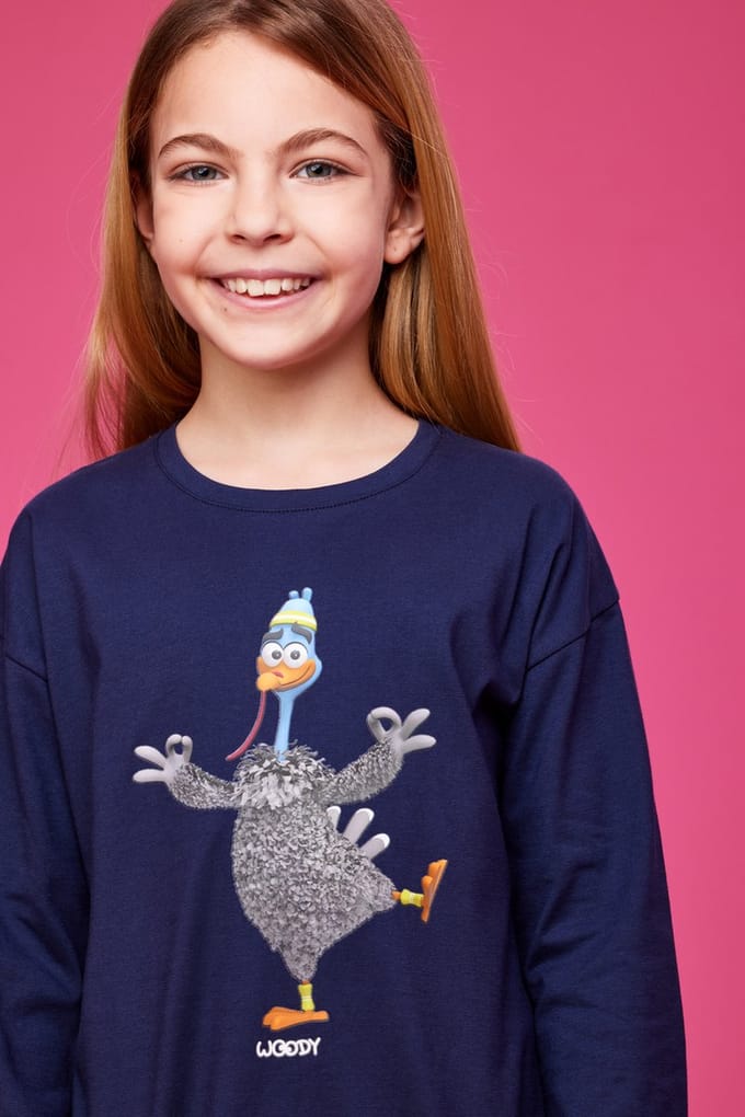 Woody Meisjes-Dames Pyjama donkerblauw - maat 24m/2Y