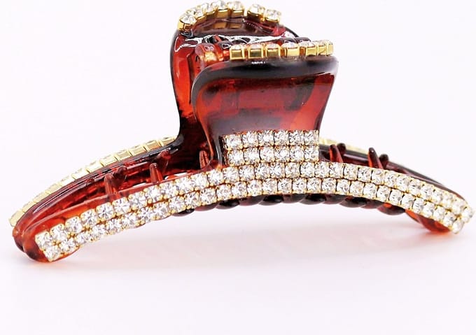 Haarklem breed bruin met strass
