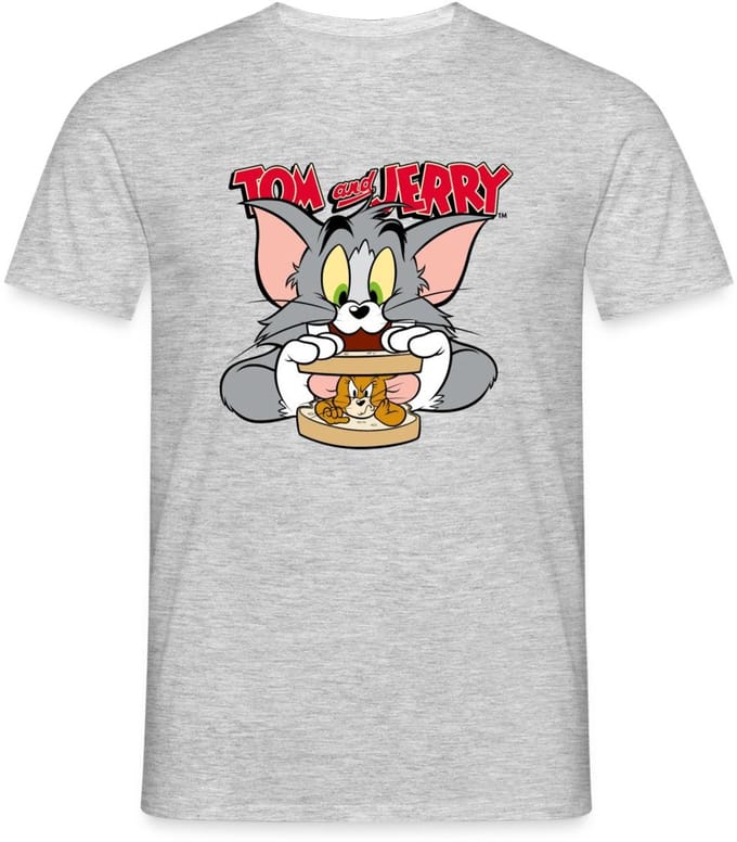 Tom En Jerry Sandwich Muis Broodje T-Shirt Heren